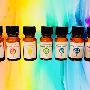 7 Chakra Essential Oil Blend, Therapeutic Grade Essential Oils, Undiluted Essential Oils, Diffuser Oil, Natural Perfume Oil, 10ml, Organic