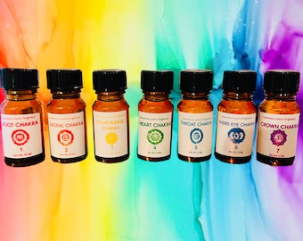 7 Chakra Essential Oil Blend, Therapeutic Grade Essential Oils, Undiluted Essential Oils, Diffuser Oil, Natural Perfume Oil, 10ml, Organic