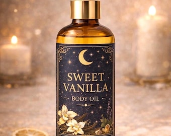 Aceite corporal de vainilla dulce – Cuidado de la piel con luminosidad orgánica, infusión natural de vainilla.