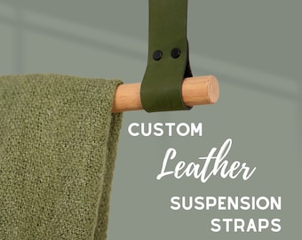 Custom Leather suspension straps for Curtain Rods and Clothing Racks (Wide) Handcrafted Leather