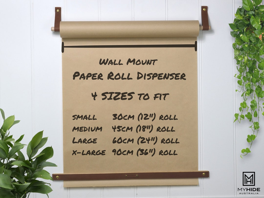 Wall Mounted Paper Roll Holder and Dispenser Leather, Tasmanian Oak and