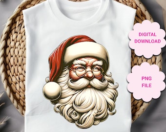 Vintage Santa PNG, Santa clipart, Vintage glamour, Santa Claus sublimation png, Vintage Christmas png, retro santa png design, Christmas png