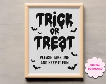 Trick or Treat sign, Candy table sign, Halloween sign, halloween lolly table sign, halloween candy rules, JPG, PDF printable, Candy sign