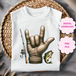 Fishing dada png, Fishing ASL I love you handteken png, ASL Fishing sublimation, Fishing dad asl hand png, vaderdag I love fishing png,