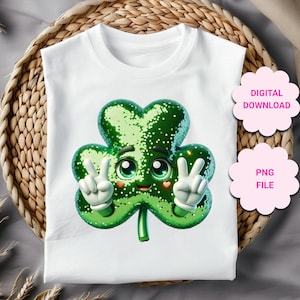 St Patrick Shamrock vredesteken clipart png, vredesteken clipart, ASL-sublimatie, glitter pailletten St Patrick clipart, St paddy glitter png