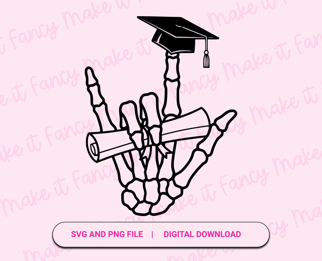 ASL Skeleton Graduation Senior I Love You Hand Sign SVG PNG, Asl Deaf ...