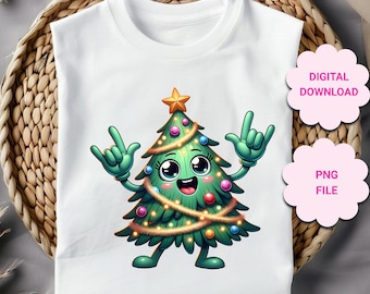 Dancing Christmas Tree clipart, Christmas tree PNG sublimation, ASL Christmas tree png, asl love png, , asl png, ASL signing I love you png