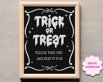 Trick or Treat sign, Candy table sign, Halloween sign, halloween lolly table sign, halloween candy rules, JPG, PDF printable, Candy sign