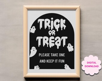 Trick or Treat sign, Candy table sign, Halloween sign, halloween lolly table sign, halloween candy rules, JPG, PDF printable, Candy sign