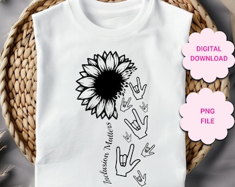 ASL Sunflower I love you hand sign PNG, asl hand, asl sublimation, sunflower asl hand clipart, American sign language png, inclusion matters