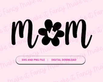 ASL I Love You Hand Sign SVG PNG, Deaf Mother's day svg png, deaf sign png, asl I love you mom, asl hand on daisy svg png, deaf awareness