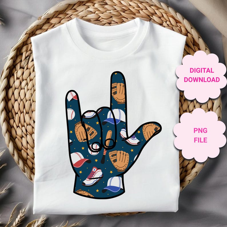 Baseball ASL I Love You Hand Sign PNG, Asl Hand, Asl Sublimation ...