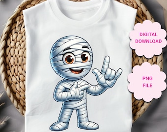 Halloween MummyPNG, ASL PNG, Asl I love you png design, mummy I love you png, Spooky vibes png, American Sign Language png, sublimation png