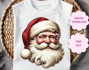 Papá Noel vintage PNG, clipart PNG, glamour vintage, sublimación de Papá Noel PNG, Navidad vintage PNG, diseño retro de Papá Noel PNG, Navidad PNG