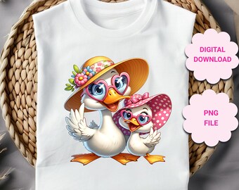 Mama Goose baby goose PNG, spring silly geese png, Mother's day png, girly mother's day png, silly mama goose png, mom png, floral goose png