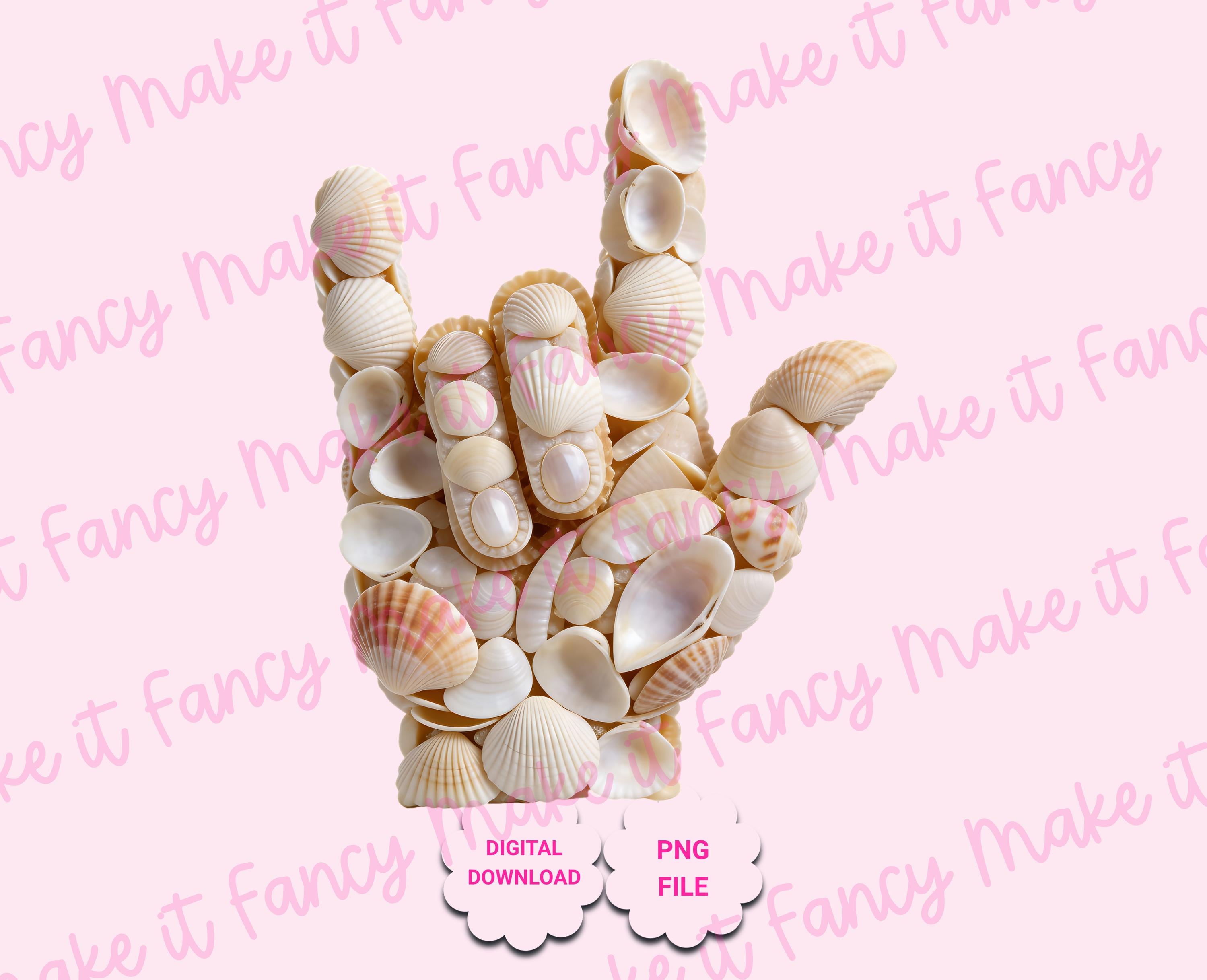 ASL I Love You Hand in Faux Seashells Clipart, Asl Hand Deaf PNG, Asl ...