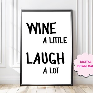 Winna odrobina śmiechu cyfrowa sztuka ścienna, Wystrój kuchni, typografia ścienna, estetyczna sztuka ścienna do kuchni, minimalistyczny wystrój ścienny, JPG, JPEG