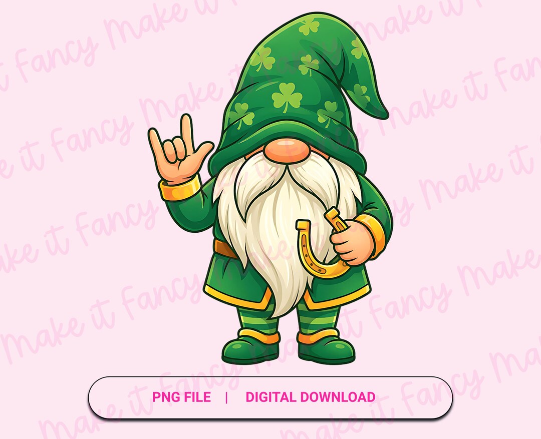 ASL St Patrick's Day Gnome Signing I Love You PNG, Asl Gnome Clipart ...