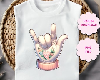 ASL I Love You Hand Sign PNG, Deaf Mother's day png, deaf sign png, asl I love you mom, deaf awareness, cochlear png, deaf mom png, ASL mom