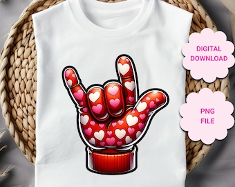 Mother's day ASL I love you hand sign PNG, asl hand, ASL sublimation, Valentine hand clipart, American sign language asl png, love heart png