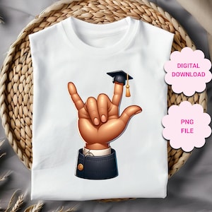 Afstuderen senior ASL ik hou van je handteken PNG, ASL hand, ASL dove sublimatie, afstuderen ASL hand clipart, Amerikaanse gebarentaal png,