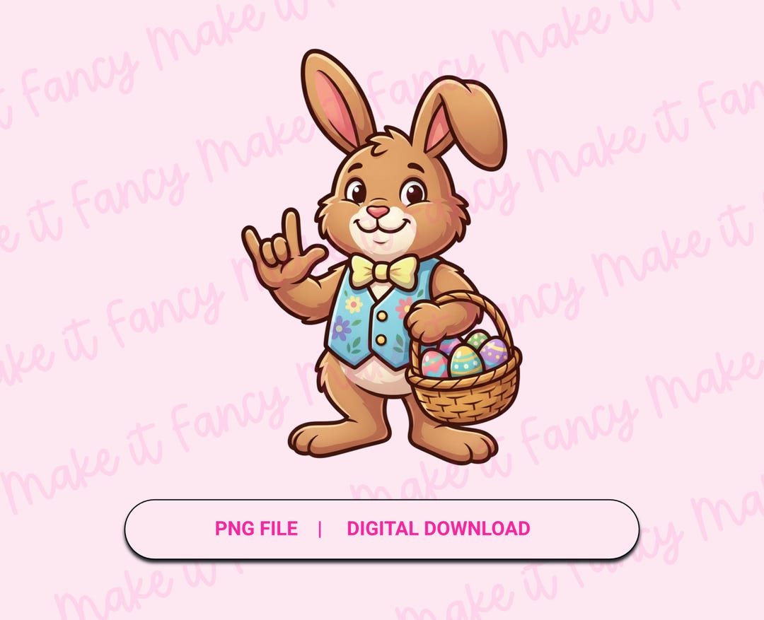 Deaf Sign Rabbit ASL Easter Bunny Signing I Love You PNG, Asl Easter Rabbit Clipart ...