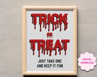 Trick or Treat sign, Candy table sign, Halloween sign, halloween lolly table sign, halloween candy rules, JPG, PDF printable, Candy sign