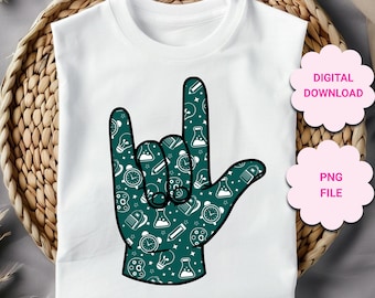 Rentrée des classes ASL je t'aime signe de la main PNG, sublimation des sourds à la main ASL, clipart enseignant sourd asl png, premier jour d'école des sourds d/hh png