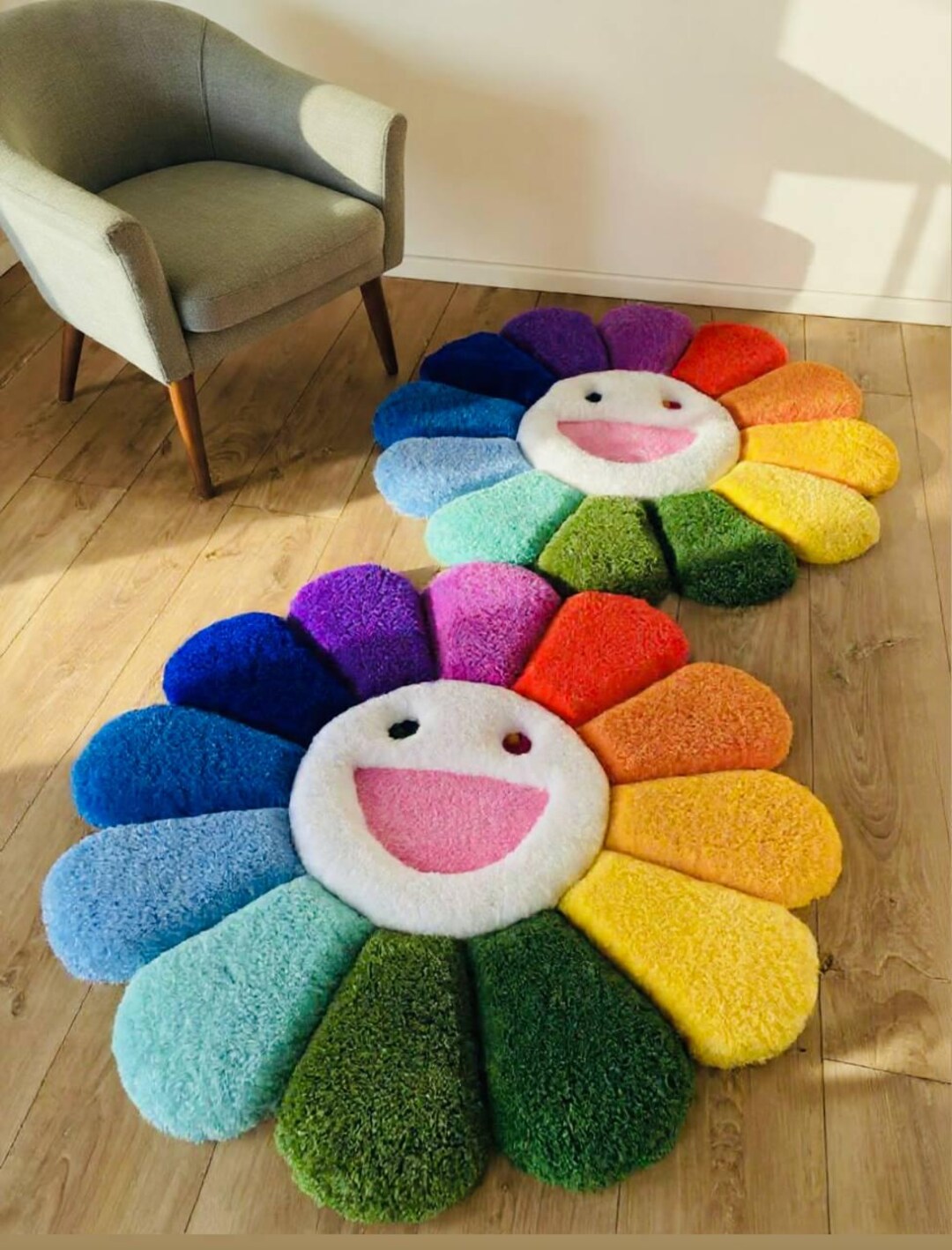 3D Fluffy Flower Rug - Etsy