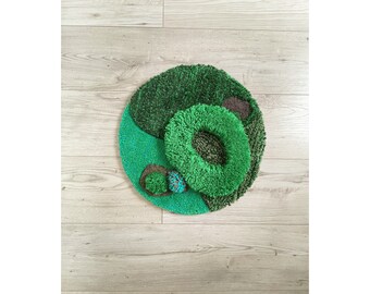 Moss rug carpet round art