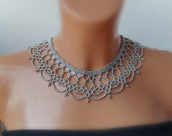 Zilveren kettingen voor vrouwen | Kraal geweven kralen ketting | Kralen ketting sieraden | Cadeau Vrouwen Ketting Zilveren Kralen | Hand kralen ketting