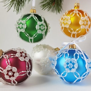 Kerstboom decoratie glazen bol cadeau, kerstboom handgemaakte kralen ornament glazen bol, kerstboom cadeau decoratie glazen bol