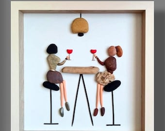 Beautiful pebble art gift, Personalized wine glasses, personalized friendship gift, Friends&#39; birthday, Celebration gift, Handmade accessory