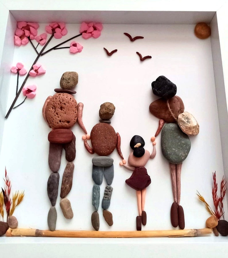 Personalized Family Wall Art Family Pebble Painting Framed Etsy Personalized family wall art family pebble painting framed etsy