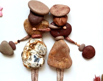 Handcrafted Pebble Art Friend Gift - 3D Rock Picture Frame For Bestie, Sister, Soulmate (7.9"x7.9") - View #4
