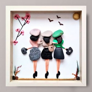 Personnes galets, amis Svg, idées cadeaux pour amis, cadeau d'anniversaire de soeur, boîte de galets, peintures sur pierre, art en pierre personnalisé