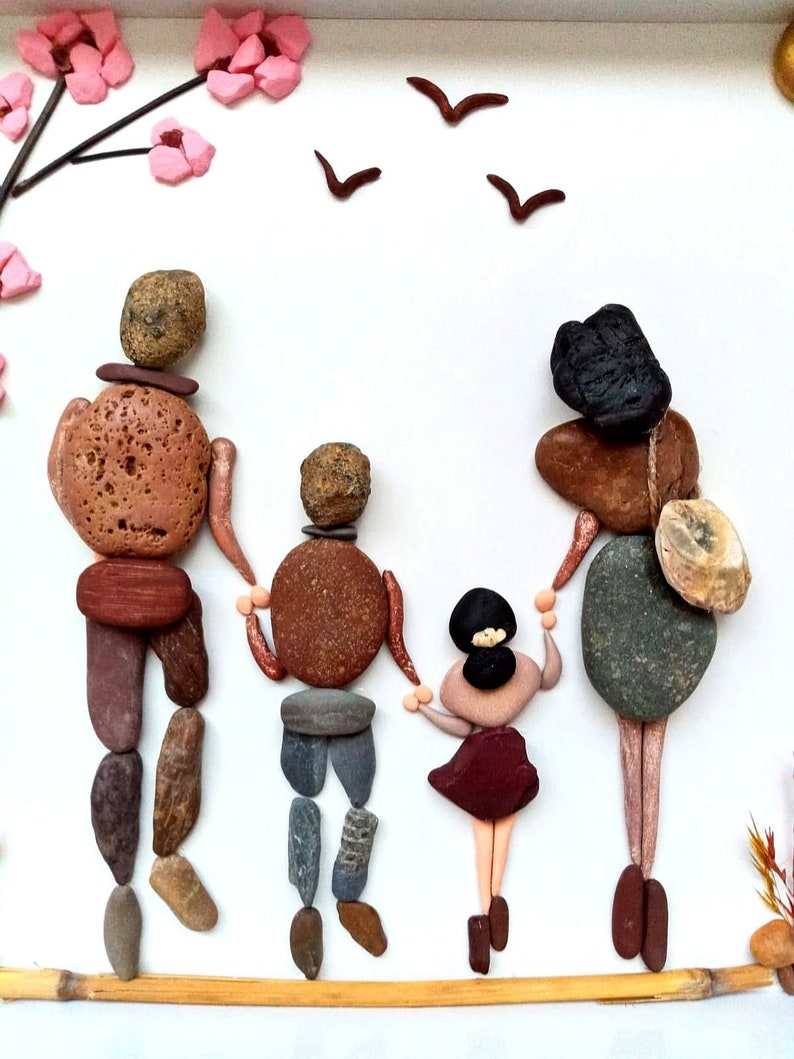 Personalized Family Wall Art Family Pebble Painting Framed Etsy Personalized family wall art family pebble painting framed etsy