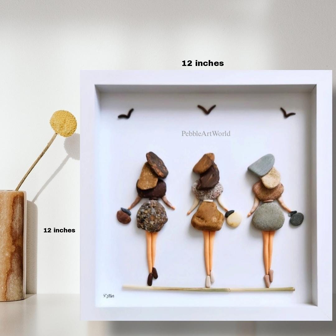 Best friends pebble art, Besties frame with stone people, Custom friendship gift, Handmade stone art decor, Unique bff keepsake
