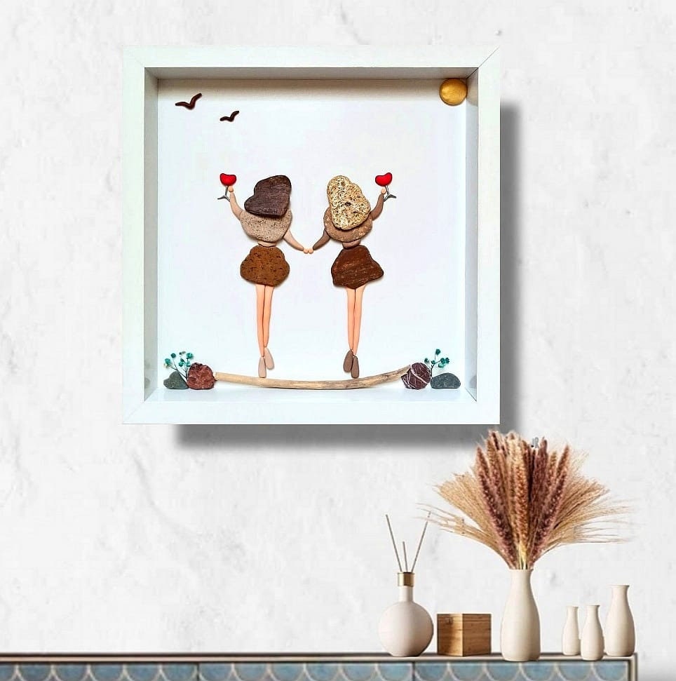 Friend Pebble Art | Best Friend Gift | Personalized Shadow Box Rock Art ...