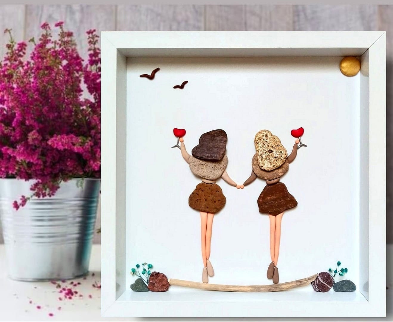 Friend Pebble Art | Best Friend Gift | Personalized Shadow Box Rock Art ...