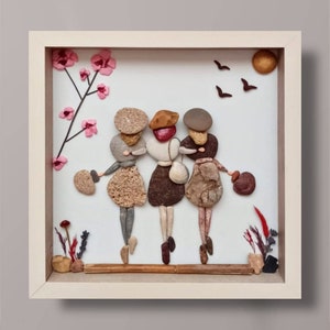 Personalisiertes Geschenk für Schwester, Pebble Art Schwester, Schwester Geburtstagsgeschenke, Weihnachtsschwestern Geschenke, Rock Art Schwestern, Natur Kunstrahmen
