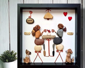 Custom best friend pebble art, Personalized sister gift, Coffee shop pebble picture, Birthday gift for bestie, Stone art picture, Bff gift