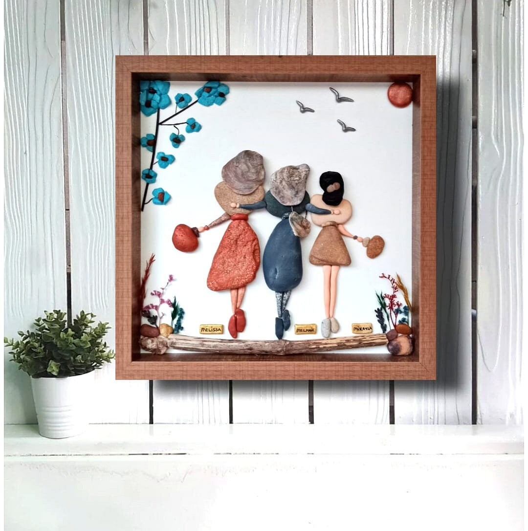 Custom Friend Pictures, Pebbles Portrait for Friend, Custom Wall Art