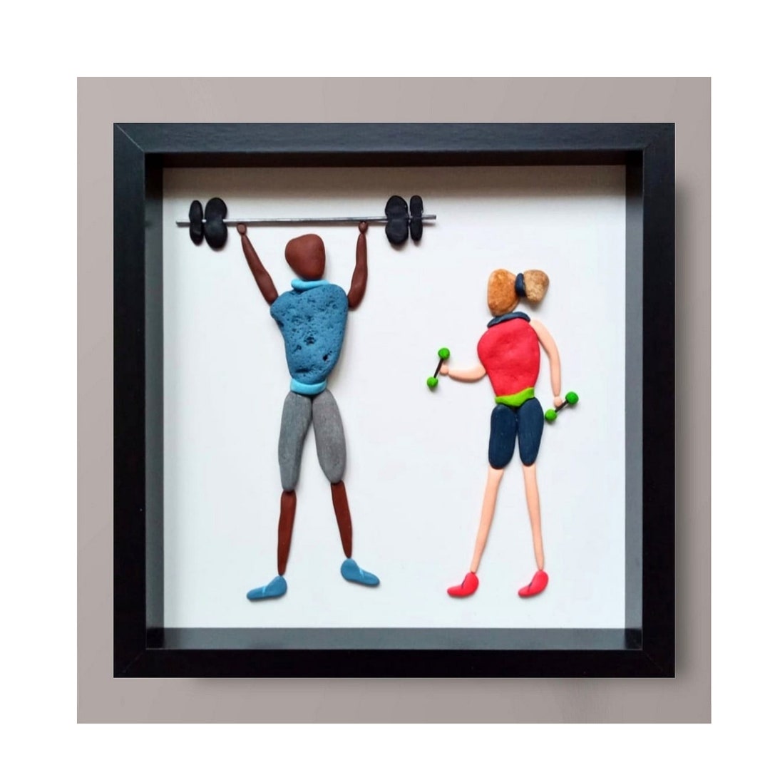 Personalized Fitness Pebble Art, Custom Trainer Gift, Unique Gym Gift