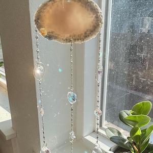 grey agate crystal suncatcher