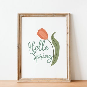 Hello Spring Prints, Floral Decor, Tulip Prints, Floral Prints, Spring Prints, Easter Decor, Quote Prints, Hello Spring Decor.