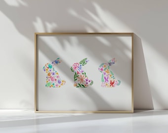 Easter Prints, Bunny Prints, Bunny Decor, Easter Decor, Easter Printable, Bunny Wall Art, Easter Wall Art, Spring Decor, Spring Print.