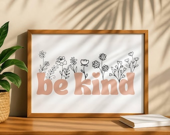 Impressão digital "Seja Gentil", arte de parede inspiradora, pôster motivacional, arte para imprimir, decoração para casa, impressão para quarto de bebê, decoração para quarto de menina, impressão "Seja Gentil"