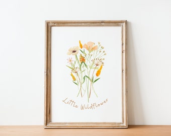 Little Wildflower Wall Art, Nursery Decor, Girls nursery prints, Girls bedroom wall art, Little Wildflower digital download, Wildflowers art