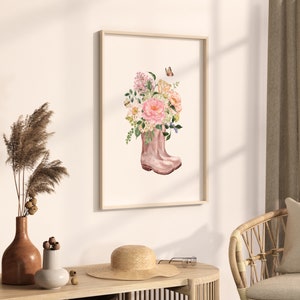 Spring Prints, Summer Prints, Spring Floral Prints, Floral Designs, Boots with flowers print, Spring wall art, Spring Rain boots. image 2